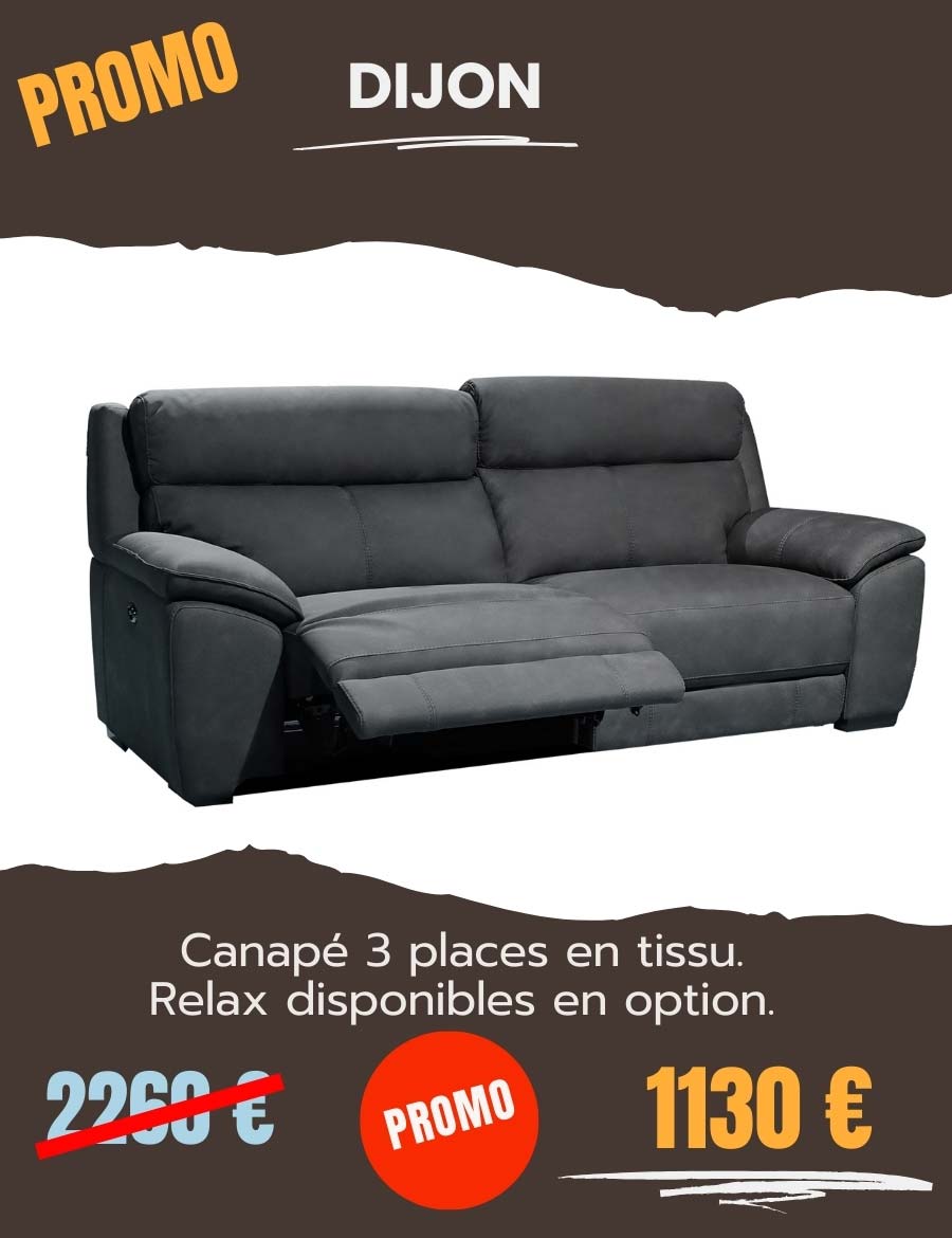 Salon3+2 en tissu anthracite avec relax.